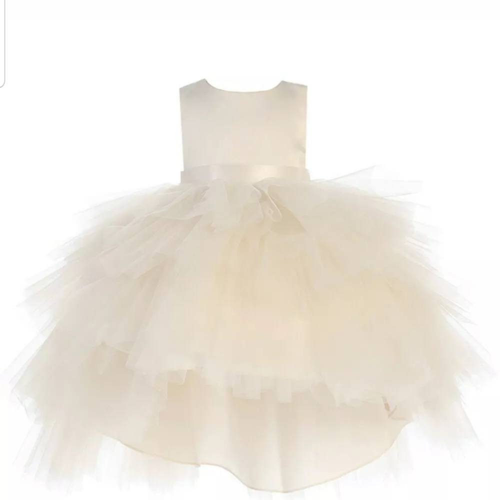 Tip top kids baby ivory white blue ruffle dress - Picture 3 of 4